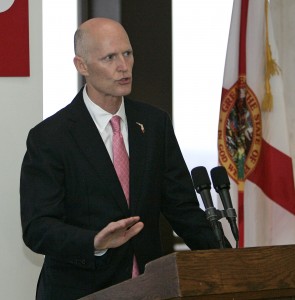 Gov. Rick Scott speaks at a news conference on Wednesday, Jan. 30 2013, at the Capitol during the The Associated Press' annual legislative planning session in Tallahassee, Fla. (AP Photo / Steve Cannon)
